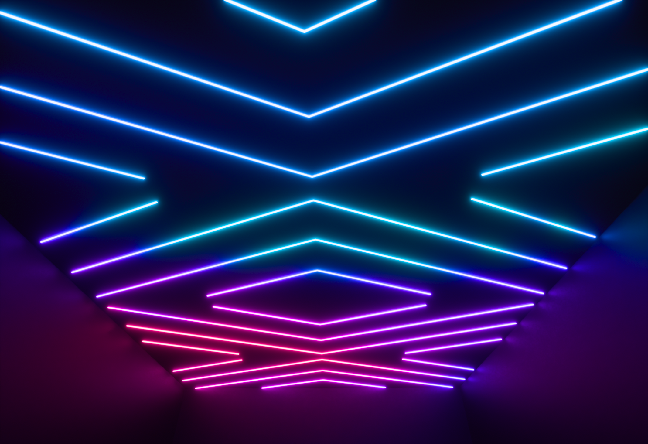 Front-facing view of the Laser Field angular ceiling pattern