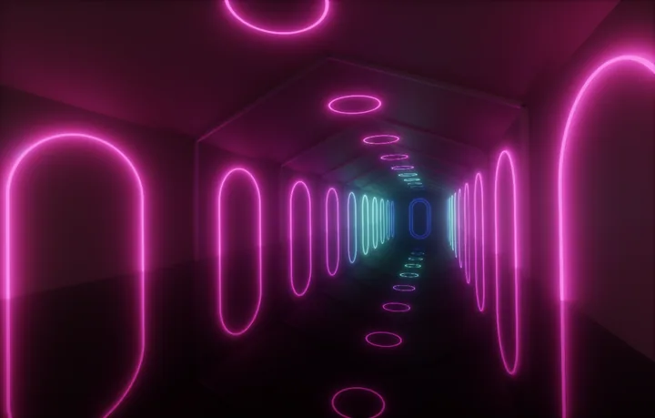 Magenta arch & tunnel lighting concept