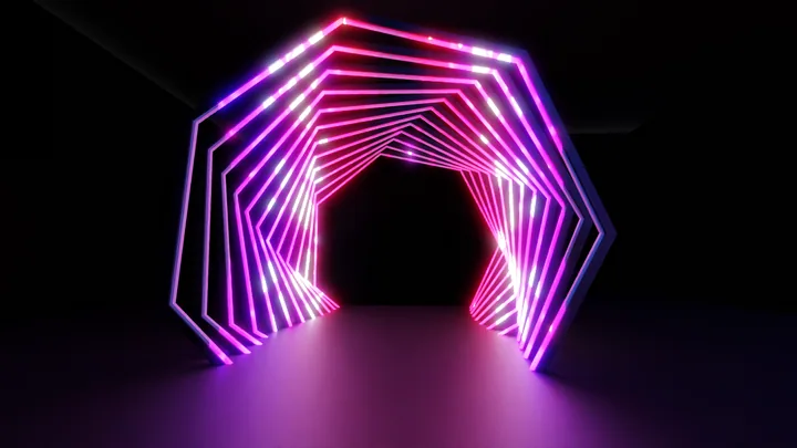 Magenta arch & tunnel lighting concept