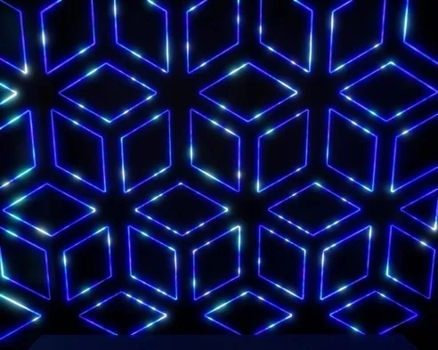 Blue geometric panel lighting concept