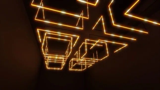 Orange geometric panel lighting concept