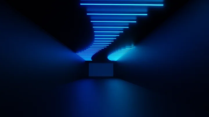Blue geometric panel lighting concept