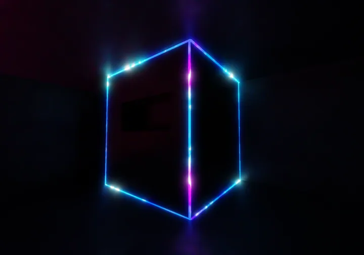 Blue geometric panel lighting concept