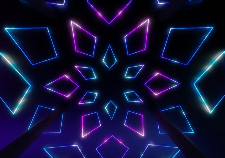 Blue geometric panel lighting concept