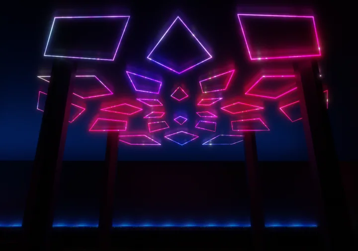 Violet geometric panel lighting concept