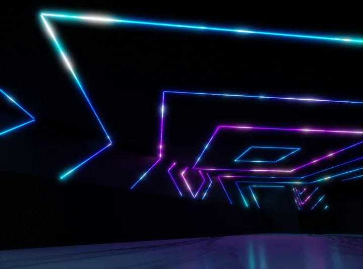 Blue geometric panel lighting concept
