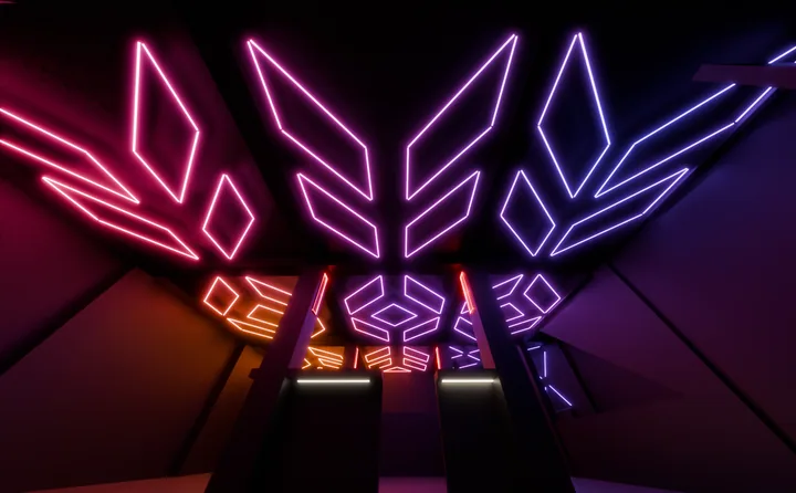 Magenta geometric panel lighting concept