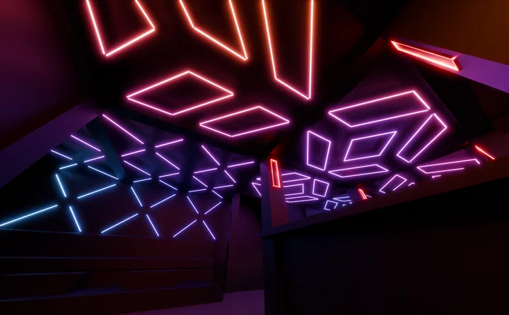 Magenta geometric panel lighting concept