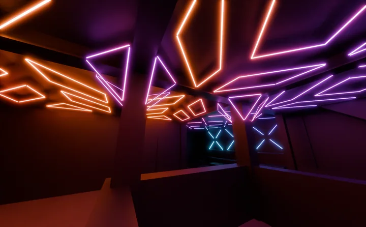 Magenta maze & grid lighting concept