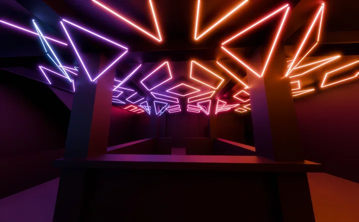 Magenta maze & grid lighting concept