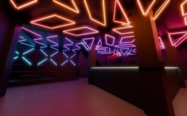 Magenta maze & grid lighting concept