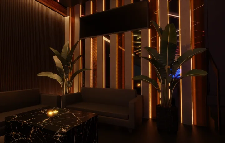 Orange maze & grid lighting concept