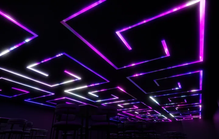 Violet maze & grid lighting concept
