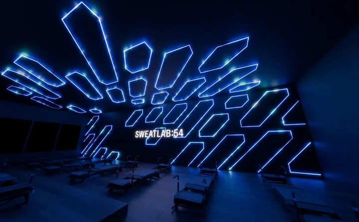 Blue maze & grid lighting concept