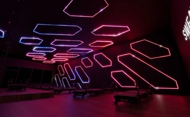 Magenta maze & grid lighting concept