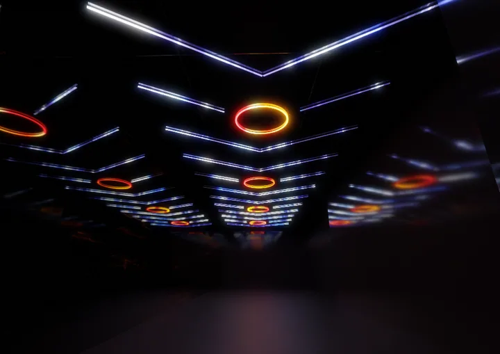 Violet starburst & radial lighting concept