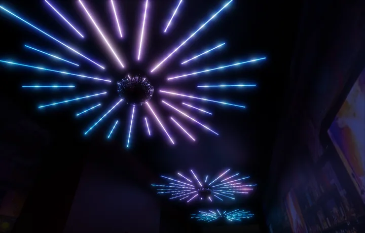 Blue starburst & radial lighting concept