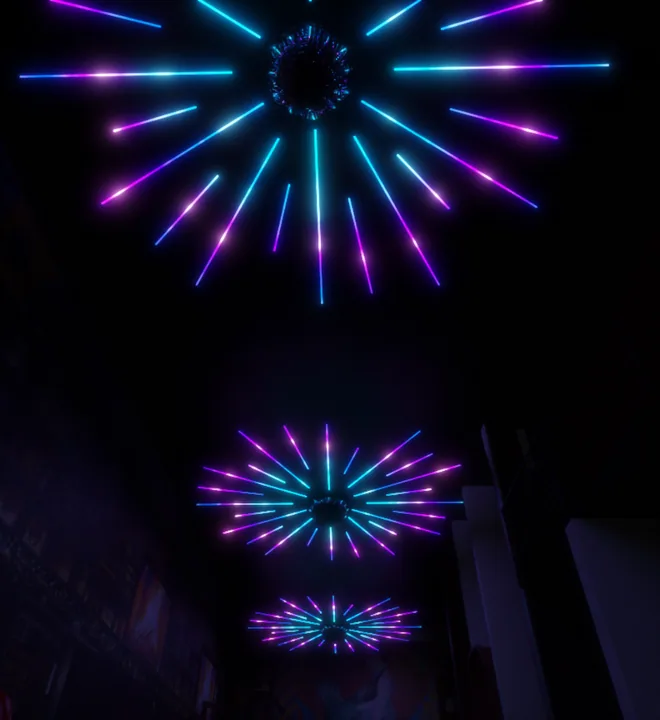Blue starburst & radial lighting concept