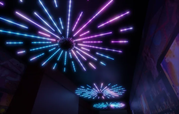 Blue starburst & radial lighting concept
