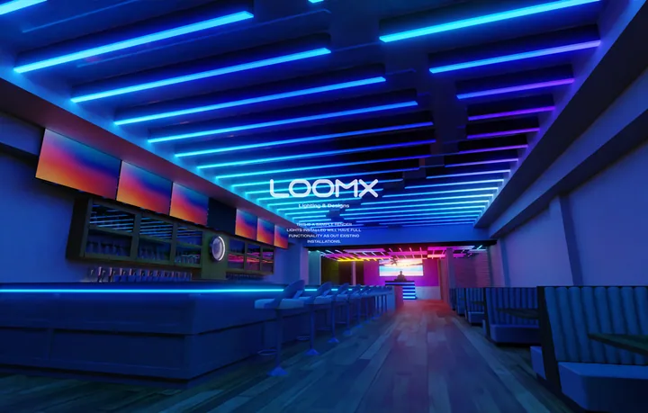 Blue signature installation lighting concept