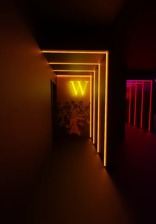 Orange feature wall & bar lighting concept