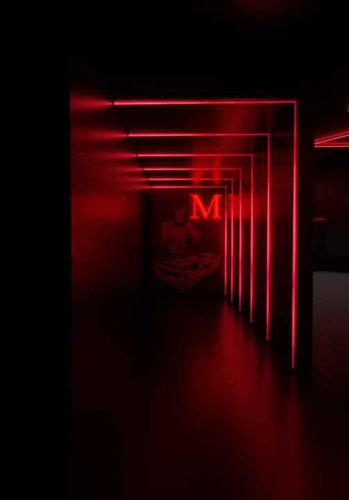 Red feature wall & bar lighting concept