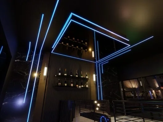 Multicolor feature wall & bar lighting concept